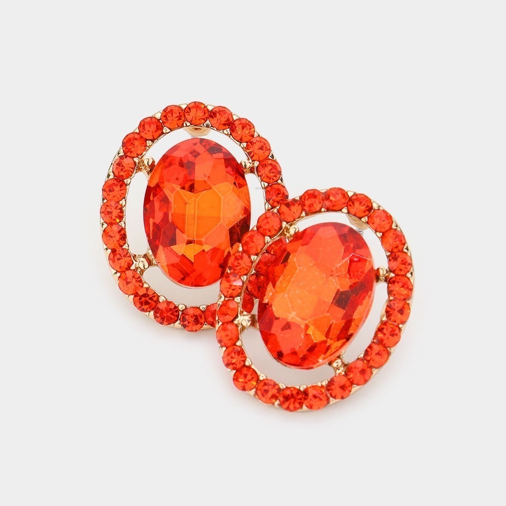 Oval crystal earrings